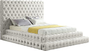 Revel Cream Velvet Queen Bed (3 Boxes)