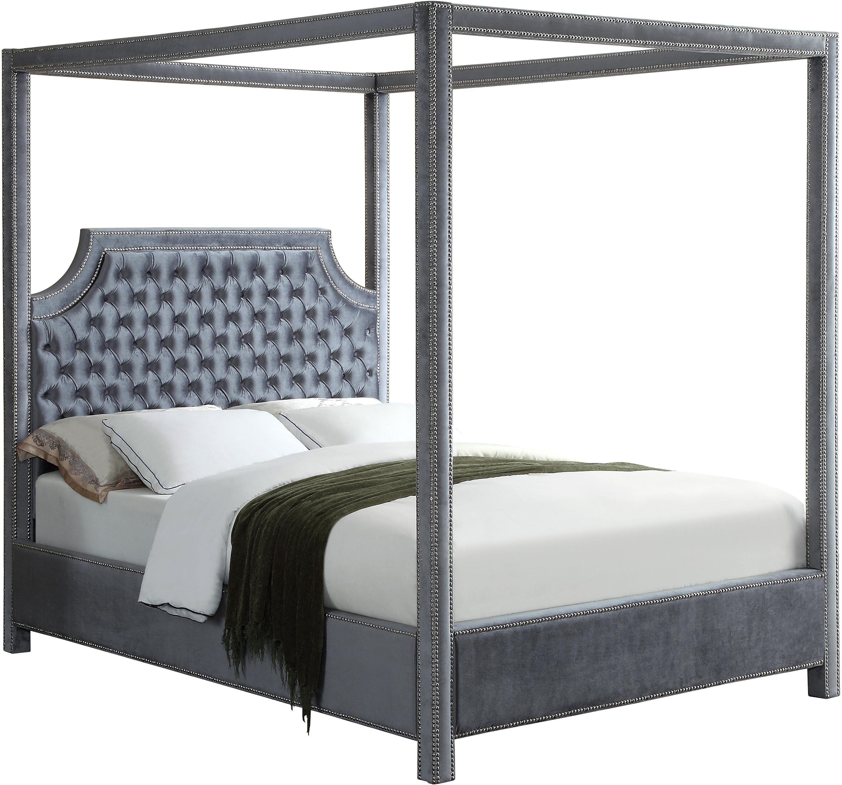 Rowan Grey Velvet King Bed (3 Boxes)