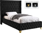 Savan Black Velvet Twin Bed