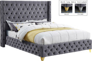 Savan Grey Velvet Queen Bed
