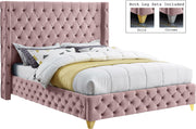 Savan Pink Velvet Full Bed