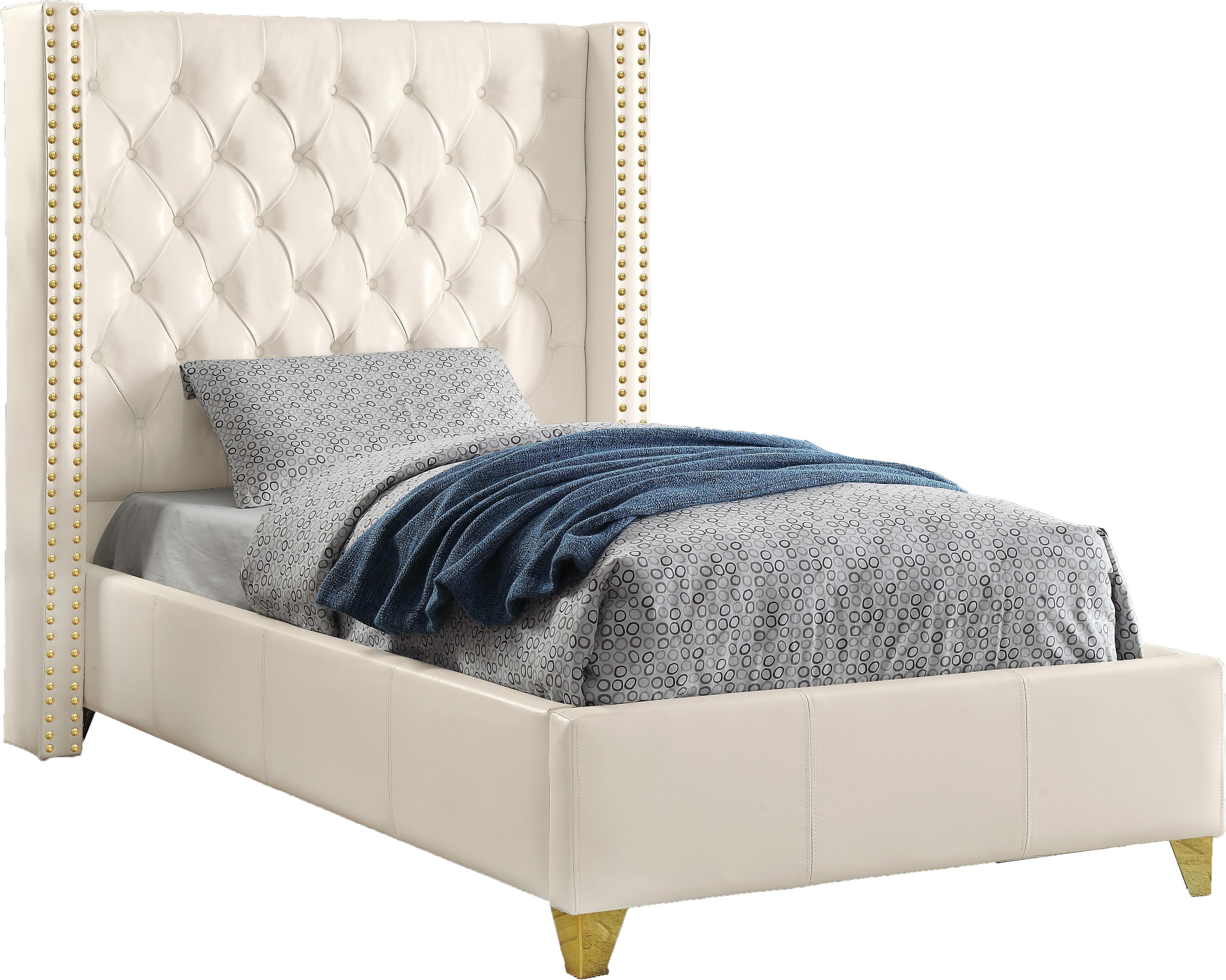 Soho White Bonded Leather Twin Bed