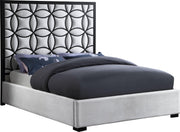 Taj White Velvet Queen Bed