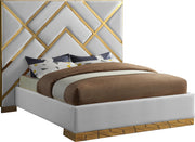 Vector White Faux Leather Queen Bed