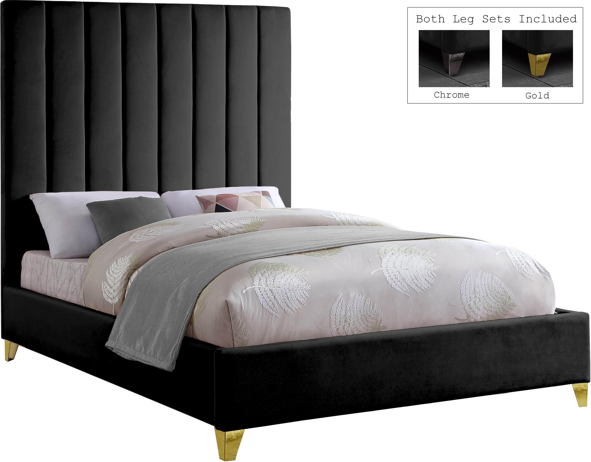 Via Black Velvet Full Bed