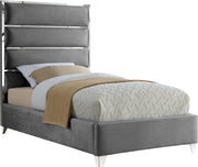 Zuma Grey Velvet Twin Bed