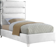 Zuma White Velvet Twin Bed