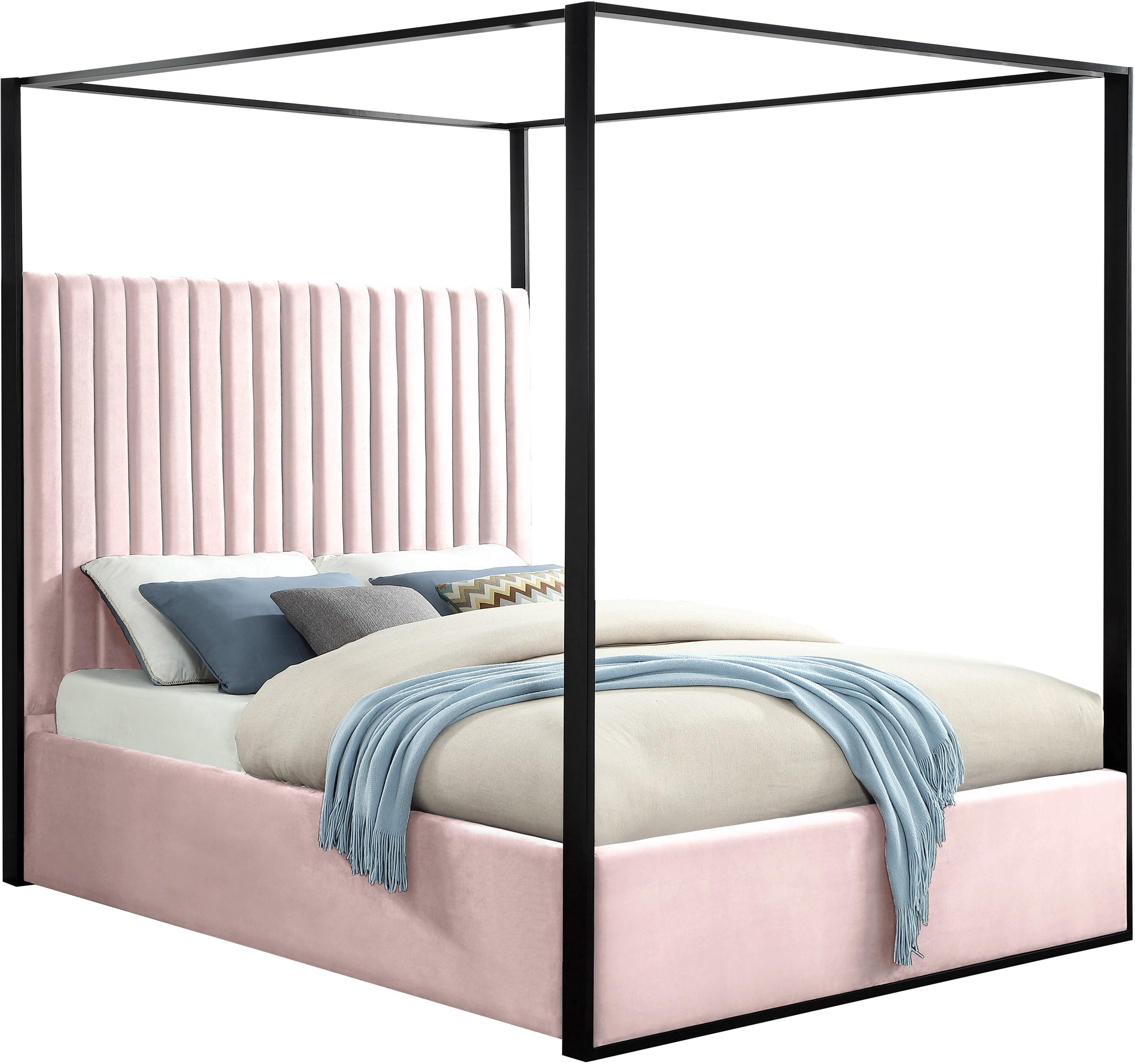 Jax Pink Velvet King Bed
